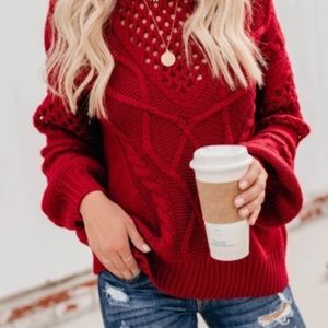 Red cable knit Vici sweater